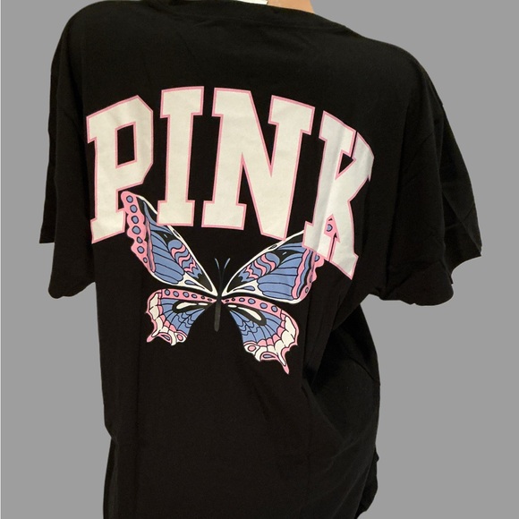 NEW VICTORIAS SECRET PINK RARE BUTTERFLY Tee Shirt and Leggings Set - Picture 6 of 7